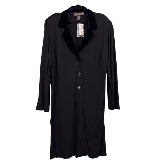 Designs & Co Lane Bryant Coat 18/20 Black Wool Velour Collar 3-Buttoned NWT USA - Picture 1 of 9